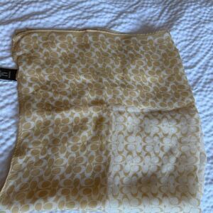 Coach Women's Beige Silk Scarf Geometric Pattern Square